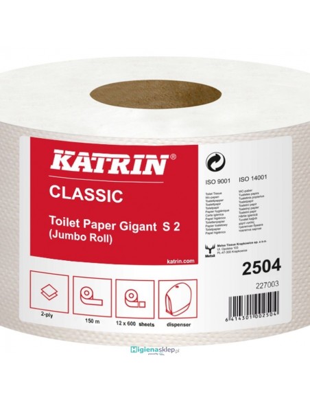 2504 KATRIN CLASSIC Gigant S 2 Papier toaletowy / 12 rolek 2504 KATRIN CLASSIC Gigant S 2 Papier toaletowy / 12 rolek