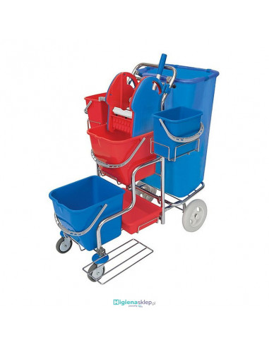 Splast Wózek serwisowy Roll Mop schodowy, czterowiaderkowy z prasą i workiem na śmieci SER-0007