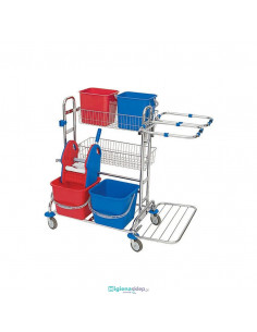 Splast Zestaw sprzątający chromowany, czterowiaderkowy ZS-0010