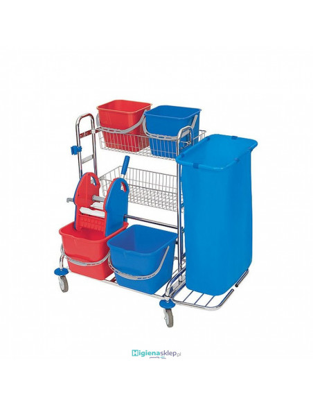 Splast Zestaw sprzątający chromowany, czterowiaderkowy z workiem na śmieci ZS-0003