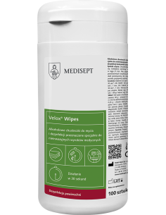 MEDISEPT Velox Wipes - alkoholowe chusteczki do dezynfekcji 100szt. w tubie