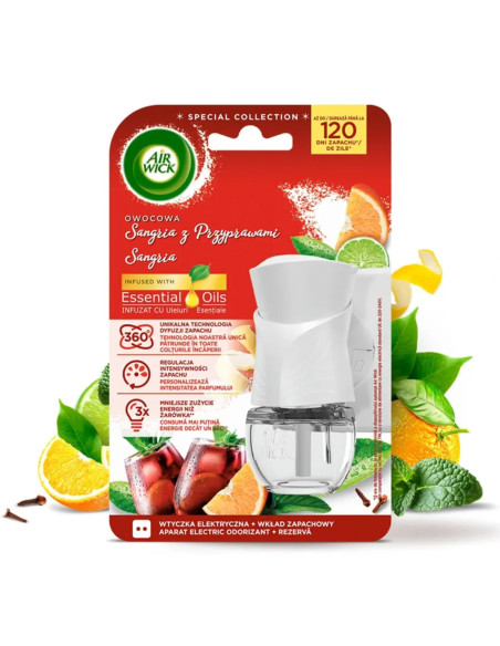 Air Wick zestaw elektryczny odświeżacz powietrza + wkład 19ml (MIX) Air Wick zestaw elektryczny odświeżacz powietrza + wkład 19ml (MIX)