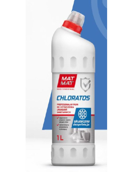 Chloratos 1L Profesjonalny płyn do czyszczenia urządzeń sanitarnych. Czyści, wybiela, dezynfekuje Chloratos 1L Profesjonalny płyn do czyszczenia urządzeń sanitarnych. Czyści, wybiela, dezynfekuje